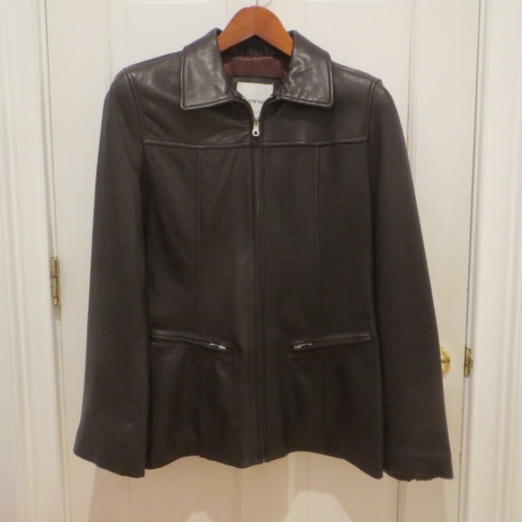 Vintage Andrew Marc Brown Leather Womens Jacket - Picture 2 of 8